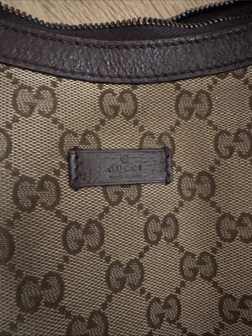 Vintage Gucci Brown GG Logo Crossbody Bag Red Green Strap - Picture 2 of 16